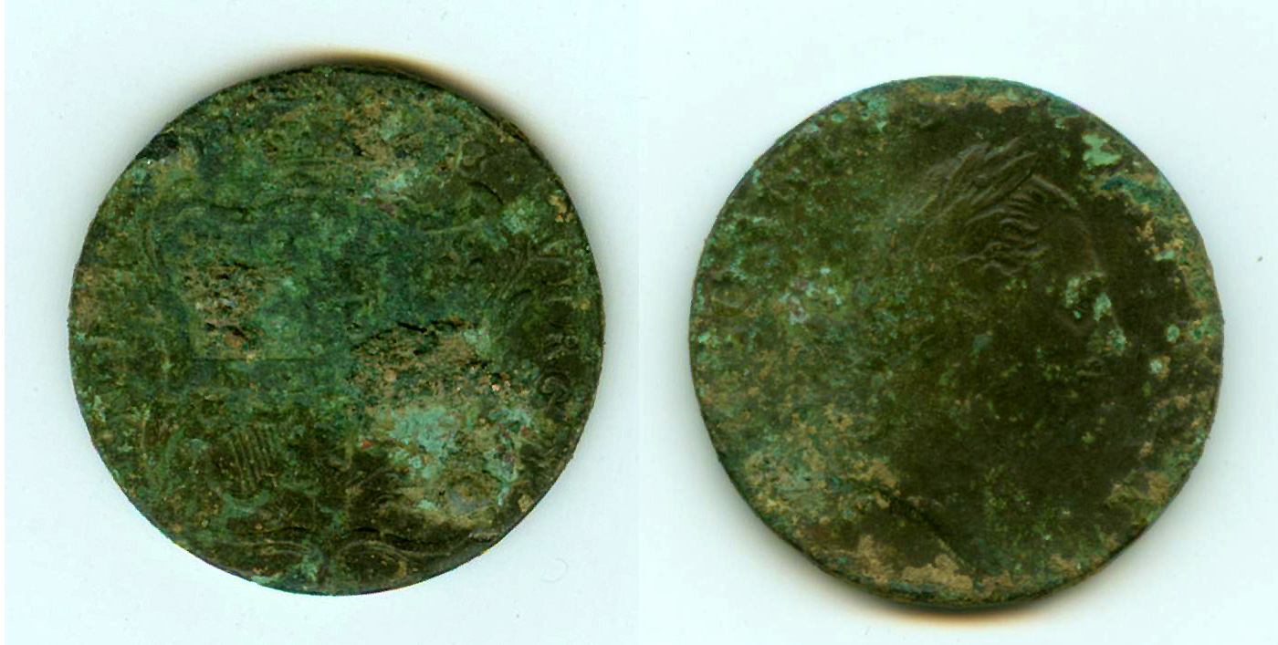 tarnished coin front and back